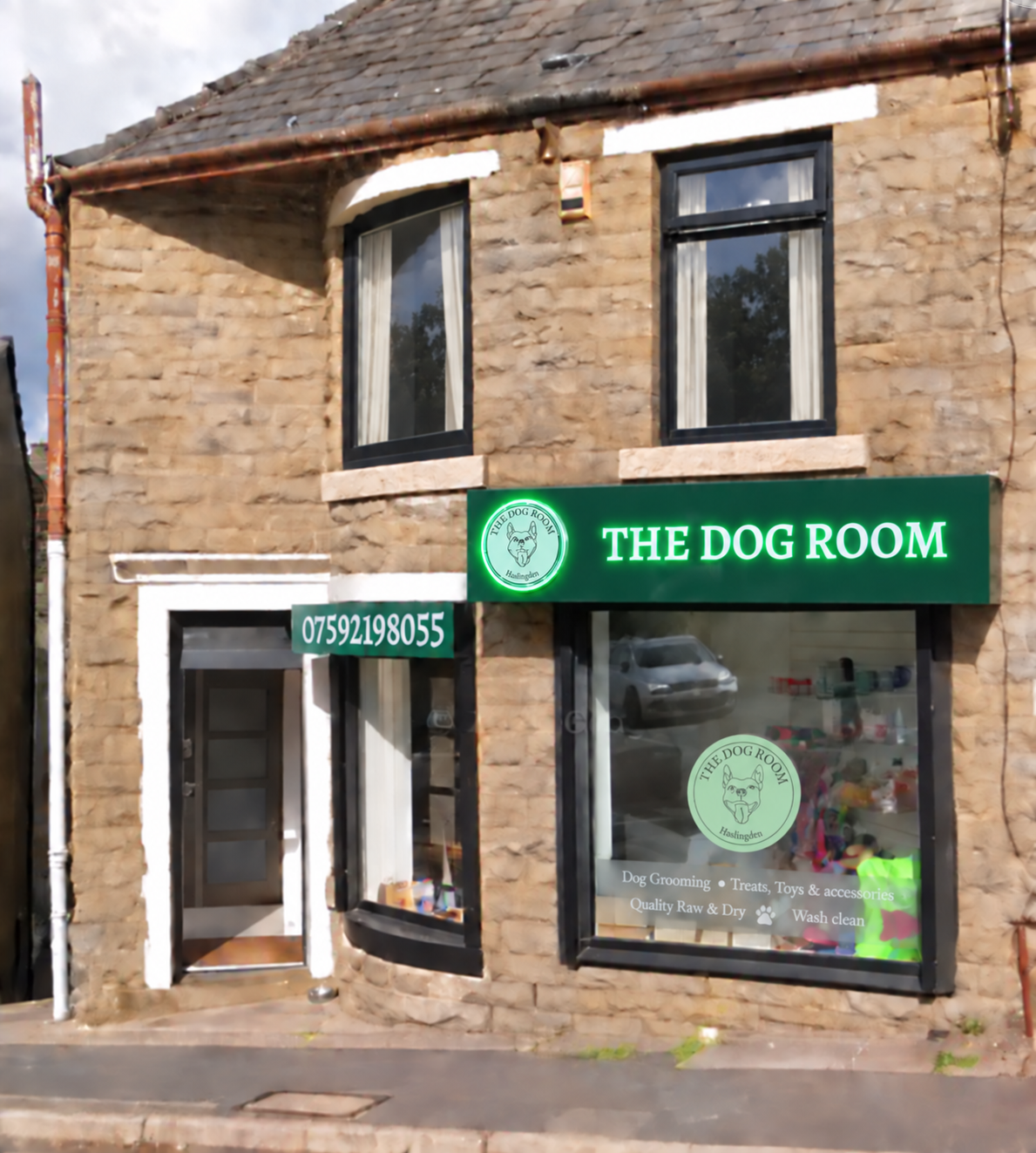 The Dog Room shopfront on Grane Road, Haslingden